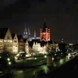 The shore of the Rhine in Cologne, the cathedral in the background