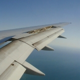 An airplane's wing at descent