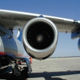 An engine on an United Express airplane