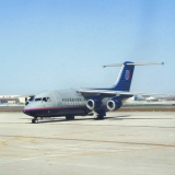 A United Express four-engine jet at O'Hare International airport