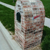 A brick mailbox