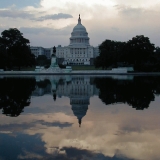 Capitol Hill and its reflection from the reflecting pool