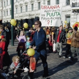 Demonstrators against nuclear power in downtown Helsinki