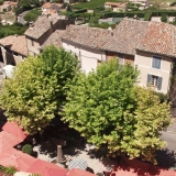 A view to a town square from upwards