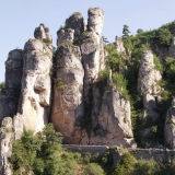 A road penetrates through cliffs