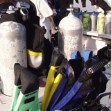 Diving equipment on the boat deck