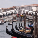 The Rialto bridge and gondolas in the Grande Canale