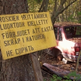 A sign in the woods