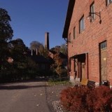 An old brick building at Kuninkaankartanonsaari in an old factory milieu