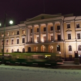 The Government Palace at the Senate square a tram passing by