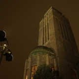 The tower of the Kallio church at dusk