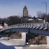 The bridge between Iso Mustasaari (Big Black Island) and Pikku Mustasaari (Little Black Island) and the Alexander Nevski church