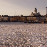 The South port by dusk seen from the sea