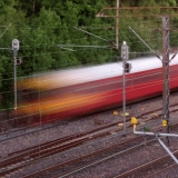 A local train goes by