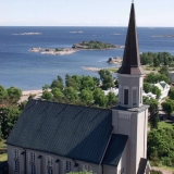 Hanko church at Vartiovuori, the Finnish bay in the background