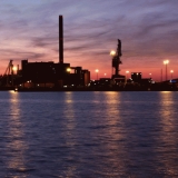 The coal power plant and port of Srninen seen from Tervasaari