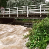 Flooding under the bridge at Sjundby