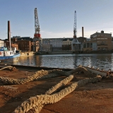 Ropes on a barge's deck at Hietalahti dock