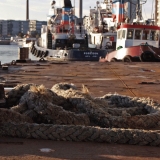 Ropes on a barge's deck at Hietalahti dock