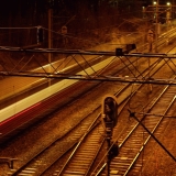 A local train passing the bridge at Linnunlaulu