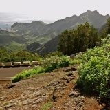 A mountain road and a valley at Anaga peninsula