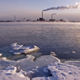 Salmisaari power plant and the Seurasaari bay