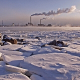 Salmisaari power plant and the Seurasaari bay