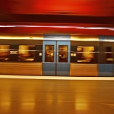 Subway train on the blue line