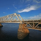 Railroad bridge crosses river Kemi at Suutarinkorva