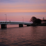 Bridge between Pikku Mustasaari and Iso Mustasaari at sunset