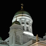 Helsinki cathedral's towers at night