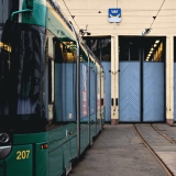 A tram at Vallila tram hall yard