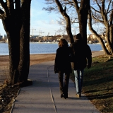 A couple walking at Uunisaari island