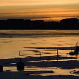 Buoys at the entrance of the Ruoholahti canal, Lauttasaari island in the background