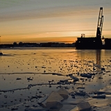 The icy entrance to the Ruoholahti canal