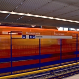 A subway train arriving to Kalasatama station