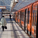 A subway train at Vuosaari station