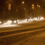 Cars in a blizzard at Mannerheimintie