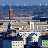 Bell tower of Paavali church and the Vallila district