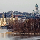 Hylkysaari island, the Helsinki cathedral and icebreakers