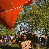 Hot-air balloon taking off