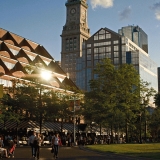 Christopher Columbus park and the Custom House Tower