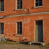 Bicycles in front of an appartment house