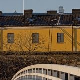 Bridge to Pikku-Musta island, the Finnish naval academy in the background