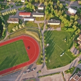 A view down from a climbing hot air balloon