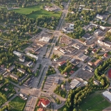 A view down from a climbing hot air balloon