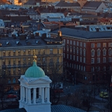 The tower of the Old church, Southern Helsinki in the background