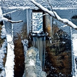 A waterfall at Mustalampi dam