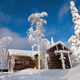 A log building atop Kumpuvaara