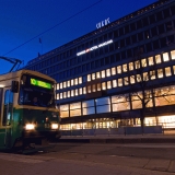 Sokos department store and a tram passing by